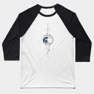 Waves And Anchor. Geometric, Line Art Style Baseball T-Shirt